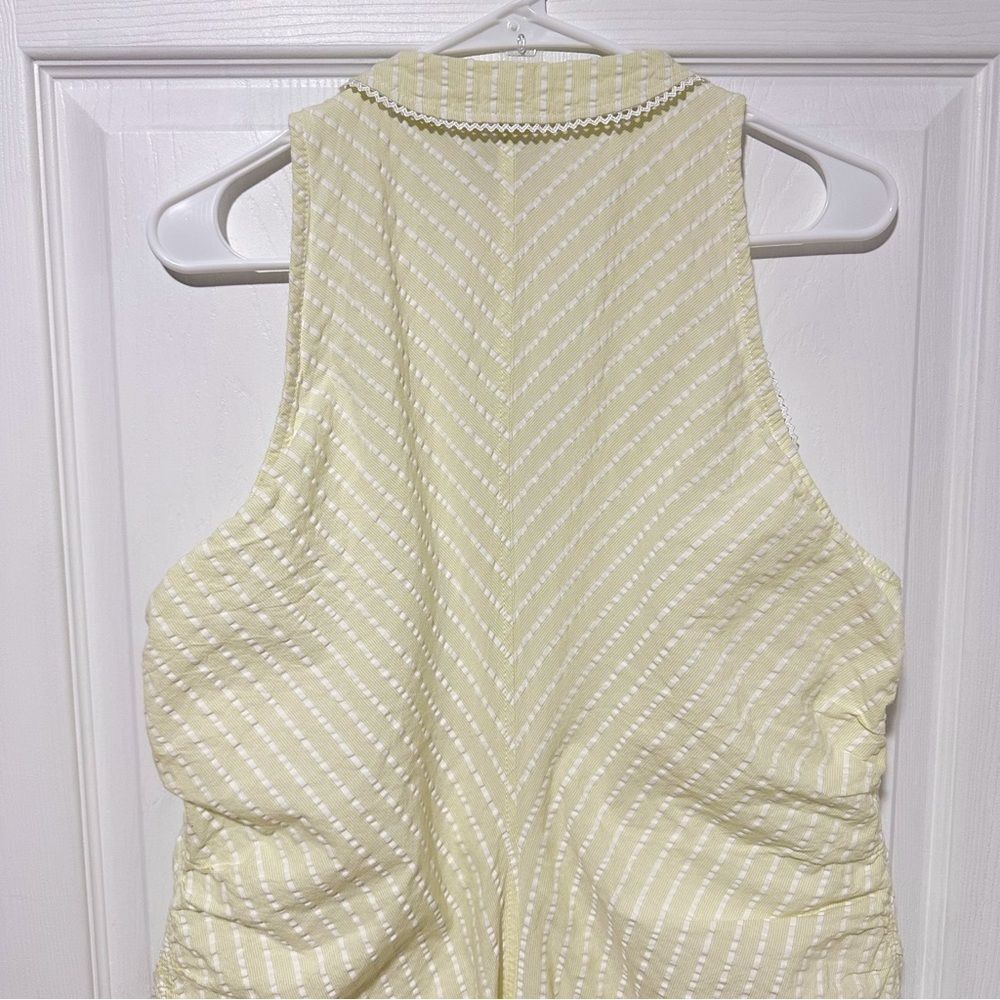 Ganni Seersucker Stripe Midi Dress Stripe Flan Size 14 Yellow - Picture 13 of 16